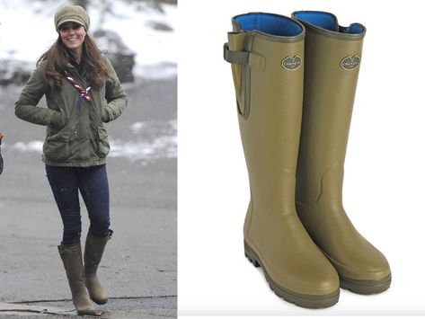 Tall Rain Boots Outfit, Kate Middleton Boots, Barbour Wellies, Wellies Outfit, Le Chameau Wellies, Green Wellies, Green Hunter Boots, Ladies Wellies, Rain Boot Outfit