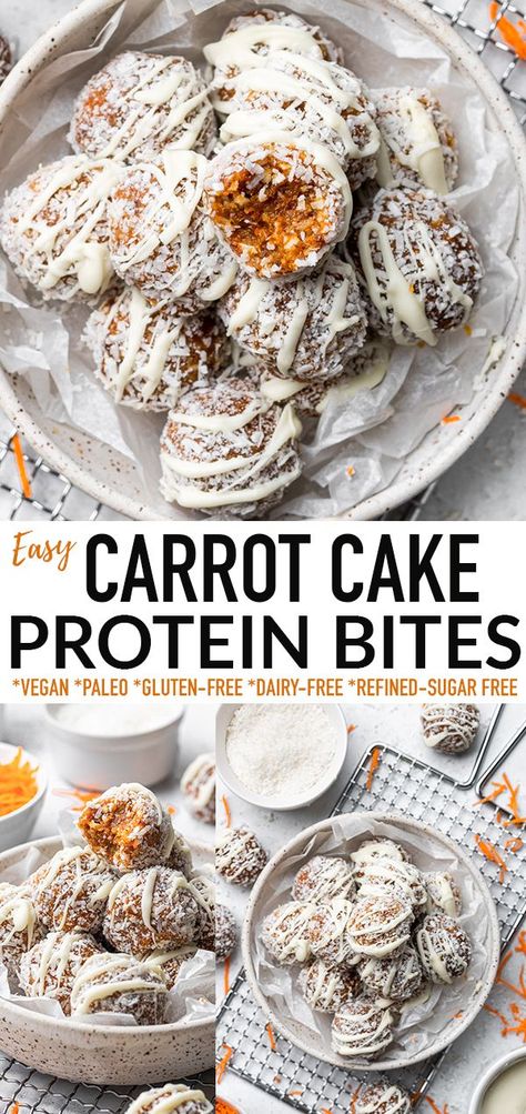 Dairy Free Protein, Protein Balls Recipes, Easy Carrot Cake, Gluten Free Protein, Healthy Food Habits, Healthy Protein Snacks, Protein Cake, Protein Desserts, Protein Bites