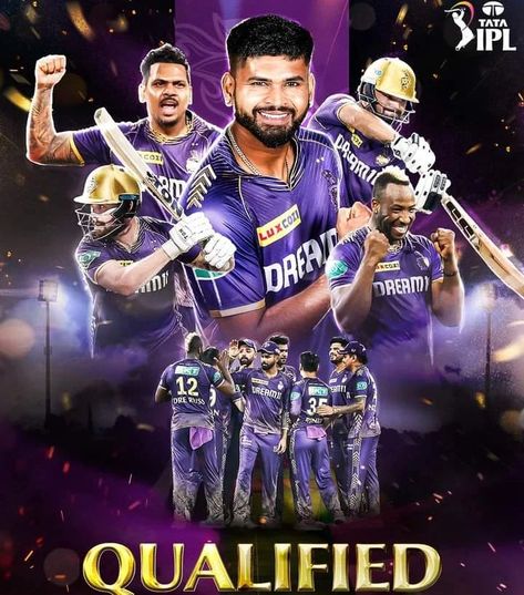 Say hello to the first team to qualify for the #TATAIPL 2024 Playoffs 🤩 𝗞𝗼𝗹𝗸𝗮𝘁𝗮 𝗞𝗻𝗶𝗴𝗵𝘁 𝗥𝗶𝗱𝗲𝗿𝘀 💜 get the much-awaited ‘Q’ 👏👏 Which other teams will join them? 🤔 Kkr Team, Crickets Funny, Cricket Wallpapers, Kolkata Knight Riders, Cricket Team, May 11, One Team, Kolkata, Say Hello