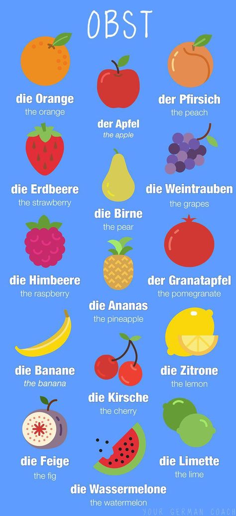 Learning Deutsch Language, Fruits In German, How To Learn Deutsch, Learn Deutsch Language, Study German Language, Deutch Learning, Learn German Language, German Phrases Learning, Slang English