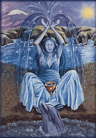 Domnu, Mother of Water card Summer Solstice Ritual, Divine Goddess, Sacred Feminine, Goddess Art, Spiritual Art, Gods And Goddesses, Green Man, Fantasy Art, Elf