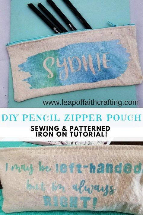 Easy DIY zipper pouch tutorial to use for pencil cases or makeup! #cricutmade #diy Makeup Pouch Tutorial, Diy Makeup Pouch, Diy Pencil Pouch, Makeup Diy Tutorial, Makeup Pouch Diy, Diy Zipper Pouch, Pencil Pouch Diy, Diy Pouch No Zipper, Diy Pencil