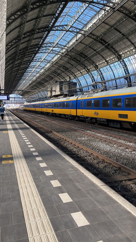 #sunny #amsterdamnetherlands #amsterdam #trainstation Amsterdam Central Station, Snap Fake, Spring Moodboard, Modest Aesthetic, Rotterdam Netherlands, Fav Place, Twenty Twenty, Anime Muslim, Train Photography