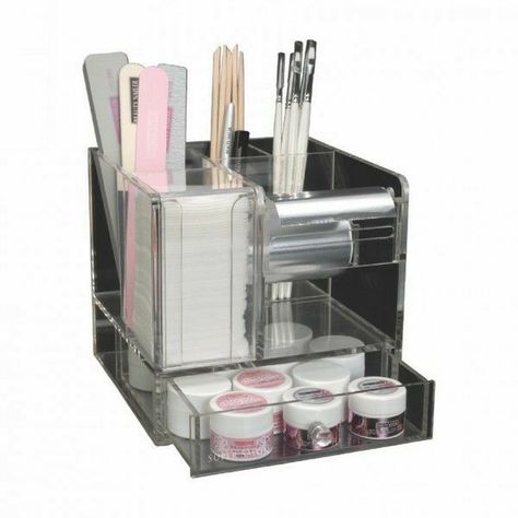 Nail Station Ideas Small Spaces, Nail Room Ideas Home, Foil Storage, Manicure Desk, Nail Organizer, Foil Dispenser, Nail Organization, Tech Storage, Nail Room Ideas