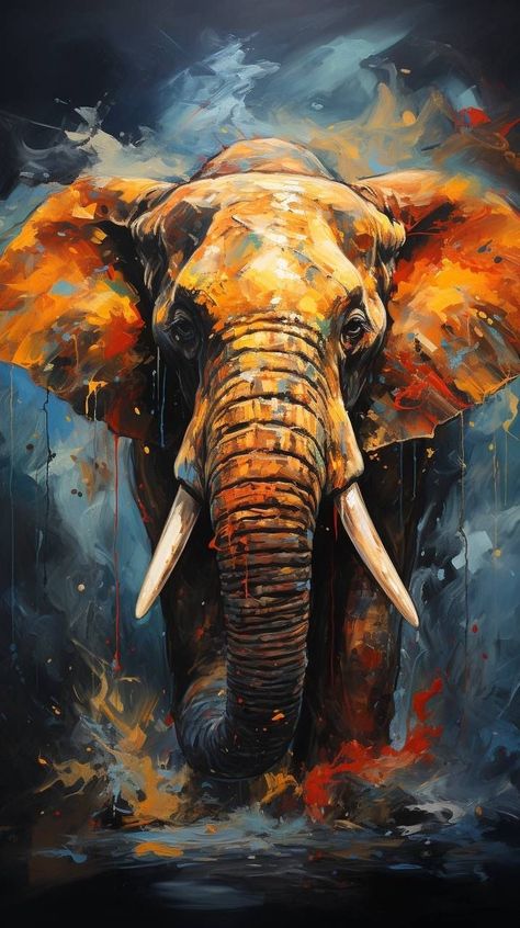 Elephant Phone Wallpaper, Elephant Painting Canvas, Leaf Art Diy, Bull Elephant, Elephant Artwork, Wild Animal Wallpaper, Motivational Articles, Abstract Art Images, African Artwork