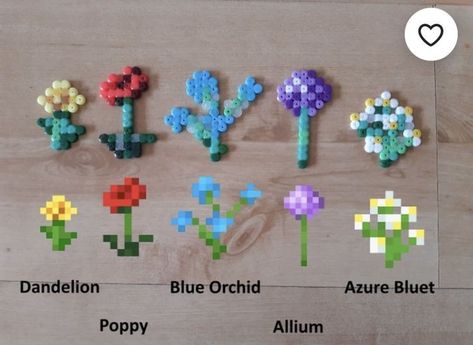 Perler Bead Minecraft Flower, Rose Perler Beads, Minecraft Flowers, Oxeye Daisy, Melt Beads Patterns, Hamma Beads Ideas, Easy Perler Bead Patterns, Pearl Beads Pattern, Easy Perler Beads Ideas