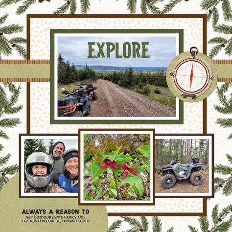 Monkey Scrapbook Layouts, Family Scrapbook Layouts, Camping Scrapbook, Mosaic Moments, Fall Scrapbook Layouts, Scrapbooking Layouts Travel, Boy Scrapbook Layouts, Travel Scrapbook Pages, Scrapbook Design Layout