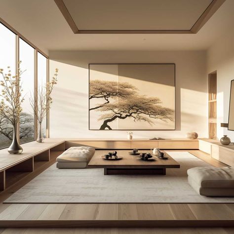 7+ Tips for Implementing Japanese Style in Your Home Design • 333+ Images • [ArtFacade] Japanese Living Room Design, Japanese Living Room, Japanese Living, Zen Interiors, Japanese Home Design, Japandi Home, Japandi Living, Japandi Interior, Japanese Interior Design