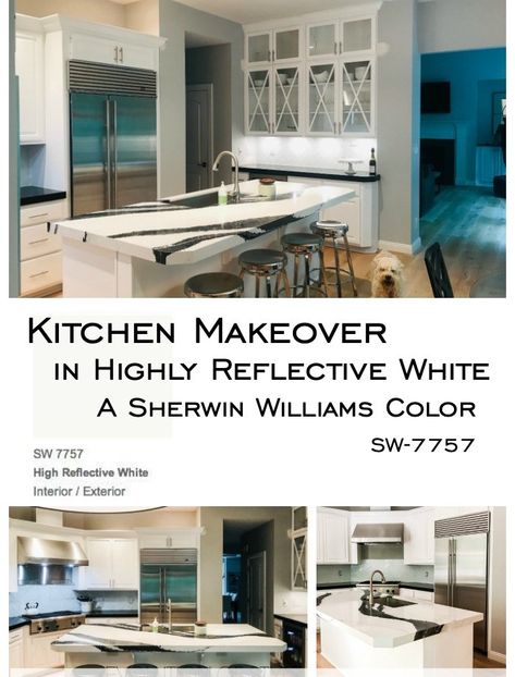 Evolution of Style - Refresh, Restyle and Reinvent your Home One Room at a Time High Reflective White Cabinets, High Reflective White, Sherwin Williams Silver Strand, Painted Kitchen Cabinets, Beautiful Backsplash, Sherwin Williams Colors, Glass Front Cabinets, Diy Kitchen Remodel, Painted Kitchen