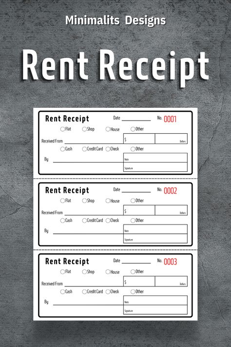 Rent Receipt House Rent Receipt, Printable Receipt, Rent Receipt, Cash Receipt, Real Estate Forms, Usa House, Real Estate Management, Revenue Stamp, Rental Application