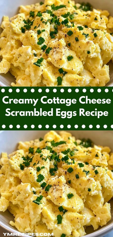 This creamy cottage cheese scrambled eggs recipe combines fluffy eggs with rich cottage cheese for a nutritious breakfast. Quick to prepare, it's a satisfying dish that’s both protein-packed and delicious. Cheese Eggs Scrambled, Cottage Cheese Scrambled Eggs, Scrambled Eggs Healthy, Eggs And Cottage Cheese, Cottage Cheese Recipes Breakfast, Cheese Scrambled Eggs, Party Dinners, Scramble Eggs, Cottage Cheese Breakfast