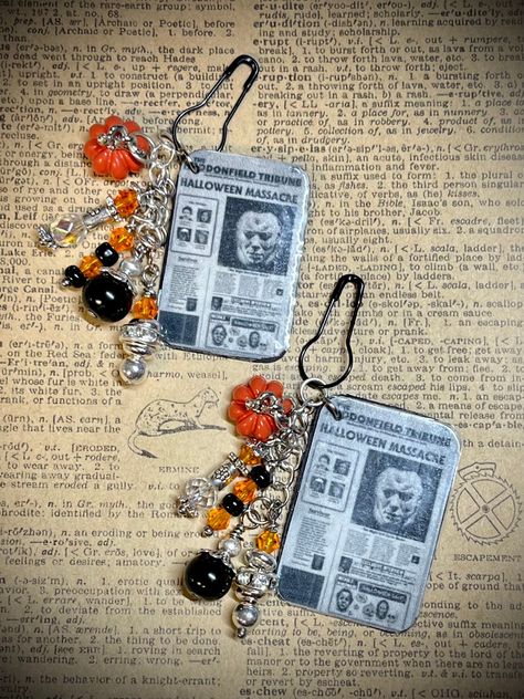 Journal Charms, Halloween Journal, Halloween Michael Myers, Newspaper Front Pages, Michael Myers Halloween, Planner Charms, Planner Accessories, Michael Myers, Dangle Charms