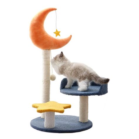 FZYUAN Cat Towers for Indoor Cats Stars and Moon Shapes Cat Tree with Scratching Posts, 2 Platforms and Hanging Ball, Cat Activity Center for Indoor Activity Relaxing Cat Tree House, Diy Cat Tree, Cat Towers, Cat Pfp, Cat Activity, Cat Tattoo Designs, Aesthetic Cat, House Cat, Drawing Cat