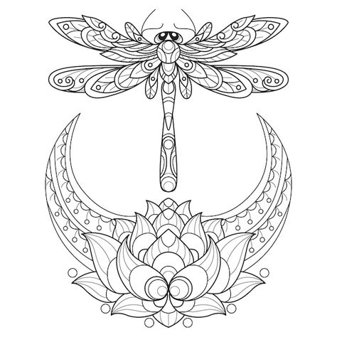 Lotus Moon, Ear Tattoo Ideas, Flash Tattoo Designs, Adult Colouring Pages, Black White Pattern, Animal Coloring Pages, Colouring Pages, Ear Tattoo, Flash Tattoo