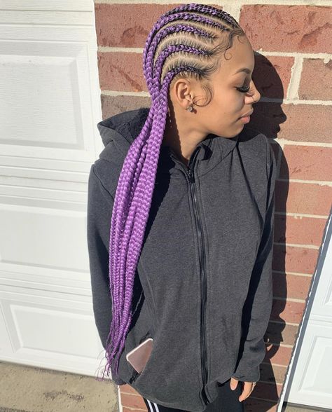 Purple Cornrows, Orchid Hair Color, Girl With Purple Hair, Classy Hairstyles, Hair Color Purple, Cornrows Braids, Cornrow Hairstyles, Hair Crush, Trending Hairstyles