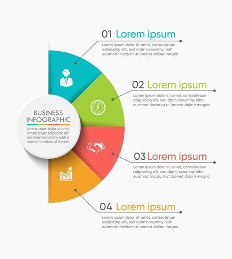 Circle Infographic Template With 4 Options. Infographic Template Layout Blank, Infographic Template Free Download, Infographic Icons, Circle Infographic, Illustration Business, Infographic Powerpoint, Infographic Design Layout, Creative Infographic, Timeline Infographic