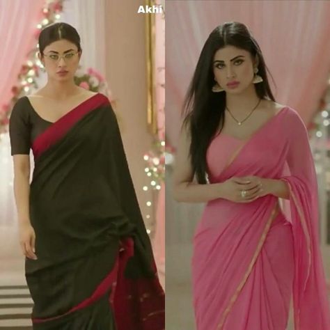 shivanya and shivangi..... Mouni Roy Saree Look, Mouni Roy Naagin Saree, Shivanya Naagin Saree, Mouni Roy Saree In Naagin, Mouni Roy Saree, Shivani Tomar, Mouni Roy Dresses, Moni Roy, Mouny Roy