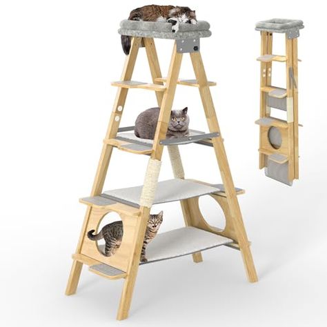 Cat Tree House Walmart, Chair Cat Tree, Birch Tree Cat Tower, Old Ladder Made Into Cat Tree, Wall Cat Tree Target, Cat Furniture Wood, Custom Built In Cat Tree, Cat Steps To Loft Bed, Home Depot Cat Tree