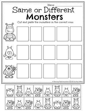 Monster Activities For Preschool, Monster Preschool, Preschool Binder, Monster Activities, Same Or Different, Education Preschool, Preschool Planning, Preschool Centers, Preschool Lesson Plan