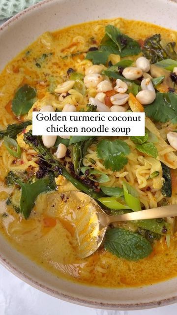 Golden Turmeric Coconut Chicken Soup, Coconut Chicken Soup, Good Soup, Coconut Chicken, Rotisserie Chicken Recipes, Soup Season, Noodle Bowl, Fancy Coffee, Chicken Noodle Soup