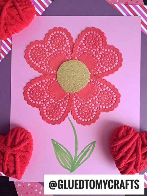 Got paper heart doilies? Make some... - Glued to My Crafts Handmade Cards For Boyfriend, Heart Doilies, Loving Boyfriend, Paper Doily Crafts, Whimsical Crafts, Preschool Valentine Crafts, Toddler Valentine Crafts, Valentines Day Cards Handmade, Card For Birthday