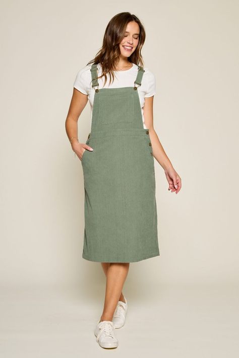 Sadie overall corduroy dress-NEW – JanieLanie Overall Dress Outfit Winter, Teen Modest Outfits, Denim Overall Dress Outfit, Overalls Corduroy, Modest Boutique, Corduroy Jumper, Corduroy Overall, Modest Casual Outfits, Vintage Overalls