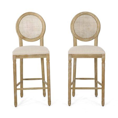 Wooden Barstools, Country Bar Stools, French Country Fabric, Wooden Counter, Carved Legs, Noble House, Christopher Knight Home, Upholstered Fabric, Fabric Seat