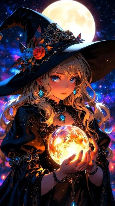 Manga Halloween, Rockabilly Art, Witch Drawing, Mixed Art, Disney Princess Artwork, Anime Witch, Witch Stuff, Gothic Fantasy Art, Anime Halloween