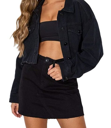 Oversized Black Denim Jacket, Denim Jacket Long, Boyfriend Denim Jacket, Black Jean Jacket, Long Sleeve Denim Jacket, Jean Large, Boyfriend Denim, Jean Jacket Women, Oversized Denim Jacket