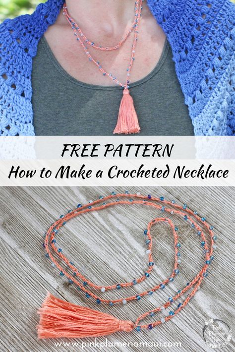 Mens Crochet Beanie, Easy Necklace, Crochet Scarf Easy, Crochet Necklace Pattern, Crochet Toys Free Patterns, Trendy Diy, Crochet Jewelry Patterns, Crochet Headband Pattern, Scarf Necklace