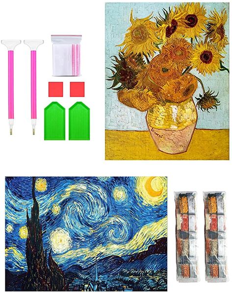 Amazon.com: Diamond Painting Dotz Kits for Adults DIY 5d Gem Vizuarts Jewel Art(Vangogh, 2Pieces) Art Vangogh, Diamond Art Diy, Jewel Art, Diy Gem, Diamond Dots, Art For Beginners, Gem Art, Calming Activities, Diamond Paint