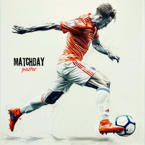 Strike with Precision 🇳🇱 Netherlands “Every kick is a masterpiece in the beautiful game.” #FootballArt #NetherlandsFootball #SoccerArt #BeautifulGame #AIArt #DigitalArt #SoccerLove #FootballLife #MidAction #ColorPencilDrawing #ArtInMotion #NetherlandsPride #FootballFans #FootballPassion #InstaFootball #FootballCulture Game Day Posters Soccer, Football Matchday Poster, Football Match Poster Design, Soccer Matchday Poster, Vintage Soccer Poster, Soccer Art, Football Art, Color Pencil Drawing, Football Fans