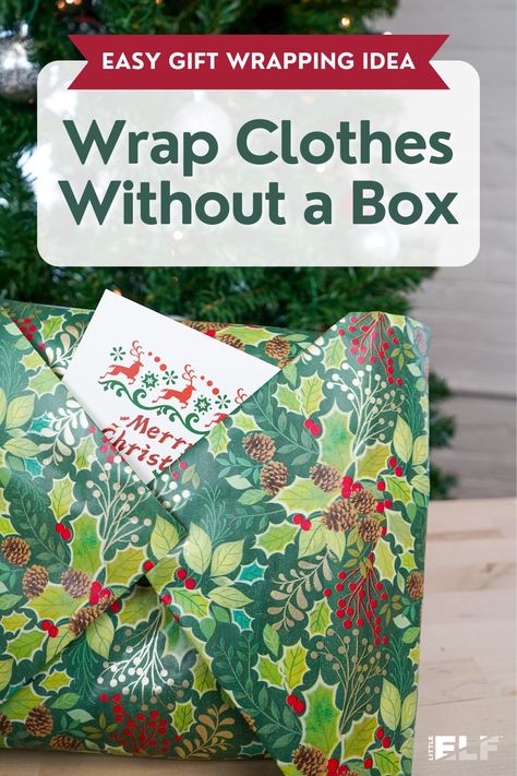 Whether you have a tradition of gifting a new pair of PJ’s on Christmas morning or you always struggle to find a gift box for your clothes, this easy gift wrapping hack is sure to impress! With this clever technique, you can effortlessly wrap shirts, dresses, or any clothing item creatively without a box, making your gifts stand out among the rest. Follow along to learn how to wrap clothes without using a gift box. How To Wrap A Sweatshirt As A Gift, How To Wrap Shirts As Gifts, How To Wrap Clothes, Wrapping Clothes Without Boxes, How To Wrap Clothes Without Boxes, How To Wrap A Blanket As A Gift, Wrapping Clothes, Gift Wrapping Hacks, Wrap Clothes