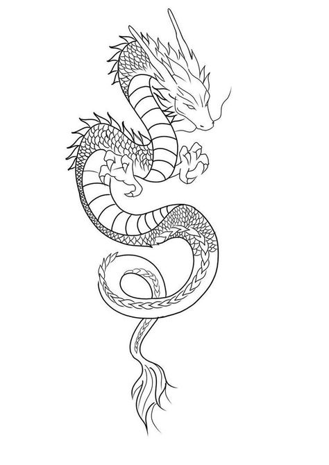 Dragon Tattoo For Women Stencil, Simple Chinese Dragon Tattoo Outline, Dragon Line Art Tattoo, Dragon Tattoo Line, Red Dragon Tattoo For Women, Dragon Minimalist Tattoo, Dragon Line Tattoo, Line Work Tattoo Ideas, Minimal Dragon Tattoo