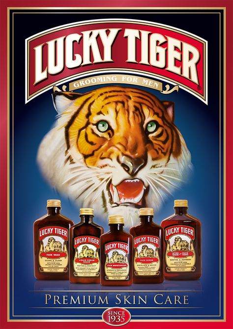 PomadeShop presents Lucky Tiger Premium skin care Lucky Tiger, Vintage Groom, Wet Shaving, Mens Shaving, Fallout, Cafe Racer, Hot Summer, Shaving, Skin Care