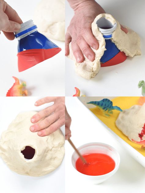 Salt Dough Volcano, Kids Volcano Experiment, Diy Volcano Projects, Homemade Volcano, Volcano For Kids, Volcano Science Projects, Volcano Projects, Making A Volcano, Volcano Activities