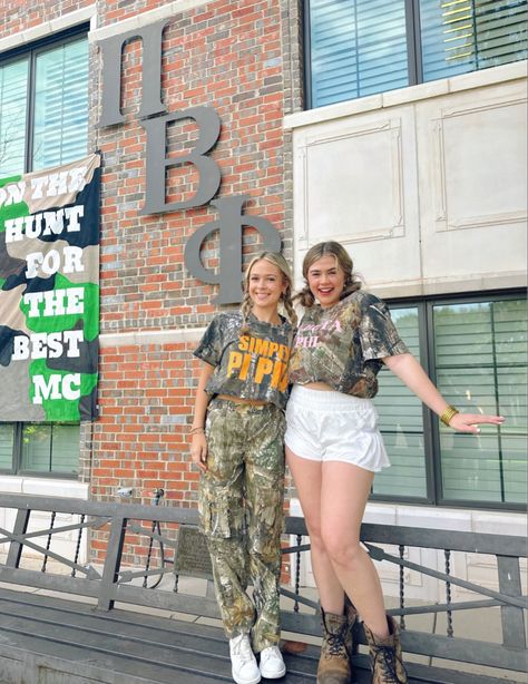 Camo Sorority Merch, Camo Work Week Sorority, Sorority Work Week, Spring Recruitment, Camo Hoodie, Elle Woods, Alpha Xi, Big Little Reveal, Spirit Week