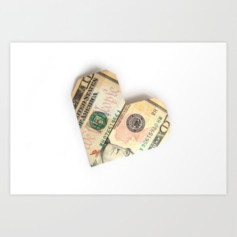 How To Fold Dollar Bills Into Shapes, Ten Dollar Bill, Dollar Bill Origami, Dollar Bills, Money Origami, Holiday Drinks, Dollar Bill, The Shape, Heart Print