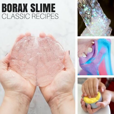 Easy To Make Slime, Slime Science, Borax Slime Recipe, Slime Recipe Kids, Basic Slime Recipe, Borax Free Slime, Edible Slime Recipe, Sensory Science, Cool Slime Recipes