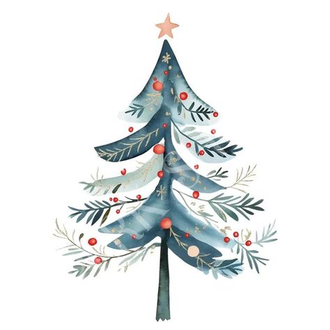 DigitalPerkShop - Etsy Nordic Chic, Arte Folk, Christmas Tree Clipart, Tree Png, Christmas Card Art, Cute Christmas Tree, Watercolor Christmas Cards, Art Winter, Art Carte