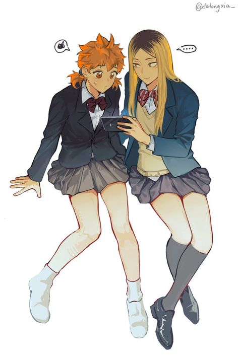 Karasuno Genderbend, Kenma Hinata, Haikyuu Genderbend, Volleyball Anime, Kenma Kozume, Haikyuu Funny, Haikyuu 3, Haikyuu Manga, Haikyuu Characters