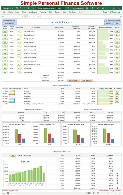 Wealth Management Dashboard Spreadsheet | Georges Budget for Excel v16 - 2 Users-Family License / Digital Download Budget Spreadsheets, Excel Budget Spreadsheet, Budget Spreadsheet Template, Excel Budget Template, Budget App, Cut Expenses, Excel Budget, Excel Tutorials, Bank Accounts