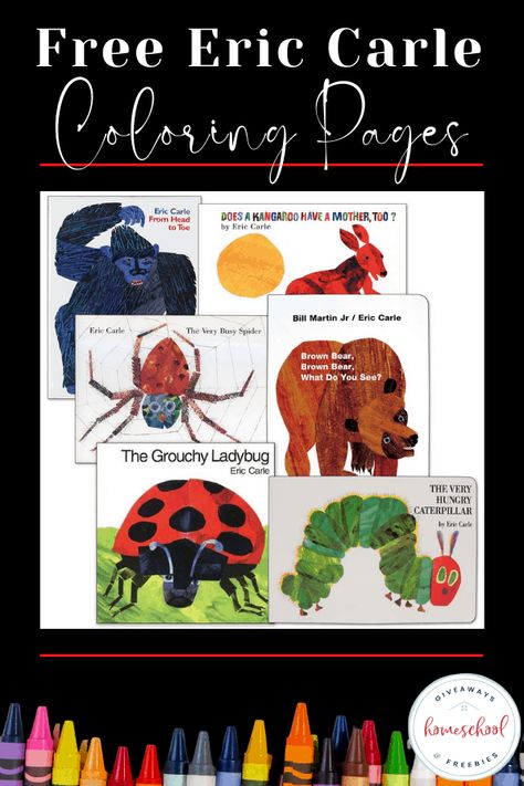 Eric Carle is the author of beloved children's books The Very Hungry Caterpillar and The Very Busy Spider. This sweet collection of coloring sheets are meant to accompany the story books. Famous Book Characters, Very Hungry Caterpillar Printables, Mixed Up Chameleon, Eric Carle Activities, Grouchy Ladybug, The Very Busy Spider, Spider Coloring Page, Printable Coloring Pages For Kids, Homeschool Freebies