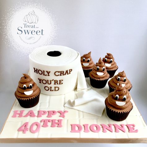 I always get great feedback as reviews on my cakes but every now and again I come out with some poo😂😂💩. Chocolate emijipoo cupcakes with a lemon layer cake for toilet roll🤪 #emojicake #emojipoo Toilet Roll Cake, Poo Cake, Cupcakes Birthday Cake, Funny 50th Birthday Cakes, Lemon Layer Cake, Emoji Cake, Lemon Layer Cakes, 50th Birthday Cake, Happy 40th