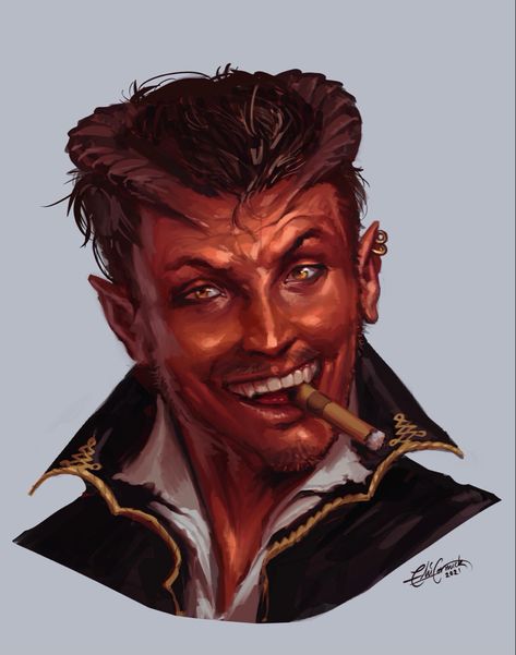 D&d Portrait, Red Tiefling Male, Dnd Character Portraits, D&d Npc, Dnd Male Character, Dnd Npc Art, Npc Dnd, Npc Rpg, Dnd Tiefling