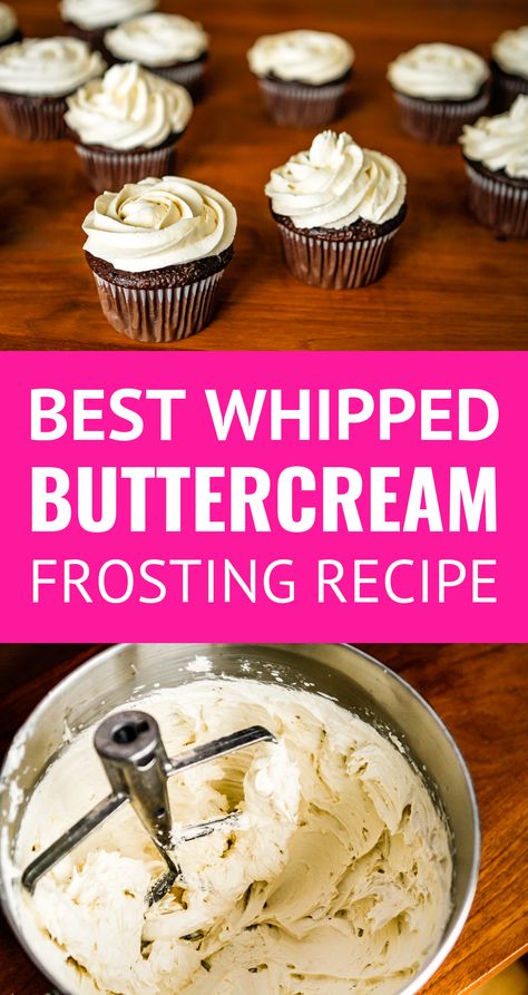 Fluffy Butter Cream Frosting, Best Homemade Buttercream Frosting, Buttercream Frosting With Heavy Cream, Butter Cream Frosting For Piping, Butter Cream Frosting For Cupcakes, Best Frosting Ever, Creamy Icing Recipe, Not Too Sweet Buttercream Frosting, Heavy Cream Frosting Recipes