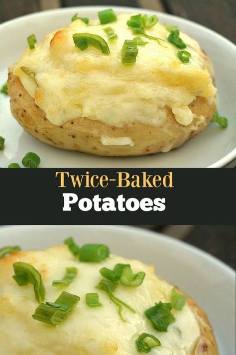 Twice Baked Potatoes Food Potatoes, Spicy Corn, Veggie Tales, Side Bar, Twice Baked, Twice Baked Potatoes, Baked Potatoes, Potato Dishes, Healthy Dishes