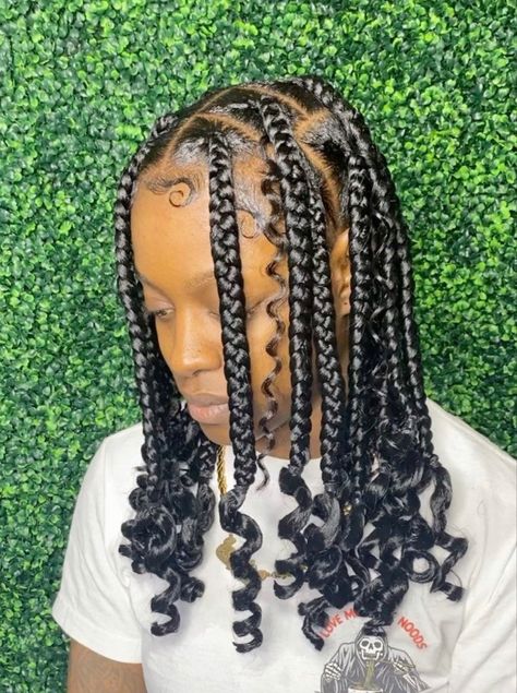 Coi Leray Braids, Coi Leray, Chunky Braids, Short Box Braids Hairstyles, Short Box Braids, Big Box Braids Hairstyles, Feed In Braids Hairstyles, Box Braids Hairstyles For Black Women, Cute Box Braids Hairstyles