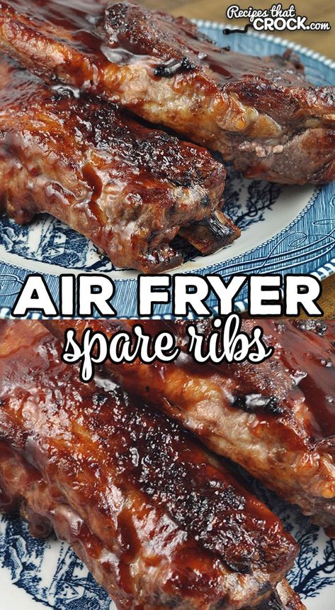 Air Fryer Spare Ribs Recipe, Airfryer Ribs Recipes, Cooking Spare Ribs, Cooking Pork Ribs, Pork Spare Ribs Recipe, Air Fryer Recipes Pork, Ribs Recipes, Actifry Recipes, New Air Fryer Recipes