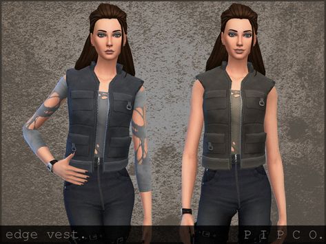 a simple vest with a torn top underneath. Found in TSR Category 'Sims 4 Female Everyday' Jacket Without Sleeves, Sims 4 Game Packs, Cc Shopping, Hot Weather Outfits, Die Sims 4, Trap House, Luxurious Dresses, Sims 4 Dresses, Sims4 Clothes